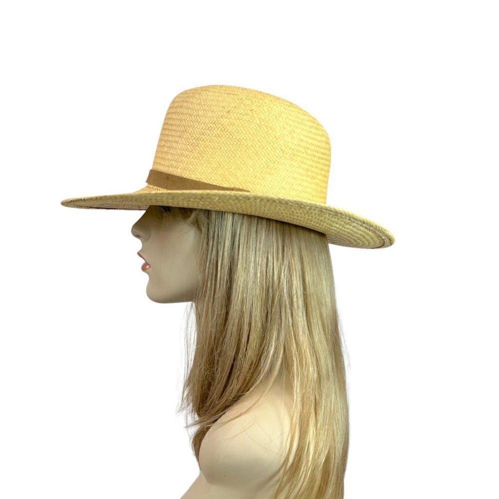 Eddie Bauer Vintage Handwoven Ecuador Panama Straw Wide Brim Hat Size Medium
